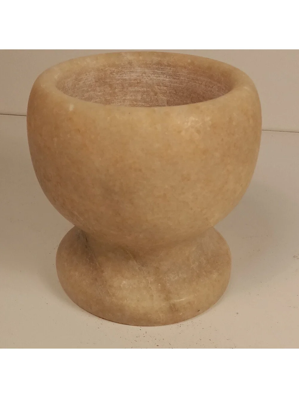 VTG Carved Soap Stone Mor, Handmade Solid Pattern, Easy Clean, 3 in Dia x 4 in H